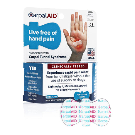 Hand-Based Carpal Tunnel Support Carpal AID® Patch Plastic Left or Right Hand Clear Small - BeHope