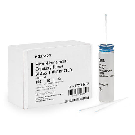 Mckesson Micro-Hematocrit Glass Capillary Tubes Untreated Blue Stripe - BeHope
