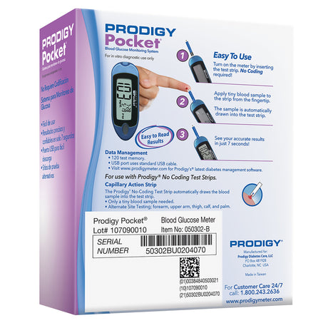 Blood Glucose Meter Prodigy Diabetes Care Pocket Size No Coding Required - BeHope