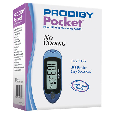 Blood Glucose Meter Prodigy Diabetes Care Pocket Size No Coding Required - BeHope