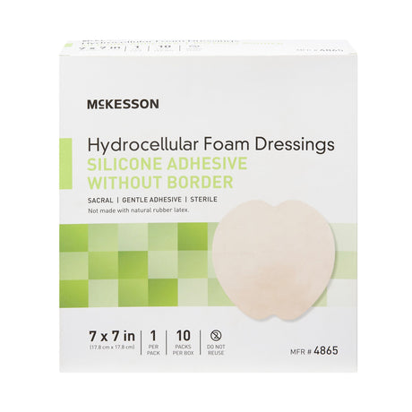 Foam Dressing McKesson 7 X 7 Inch Without Border Film Backing Silicone Gel Adhesive Sacral Sterile - BeHope