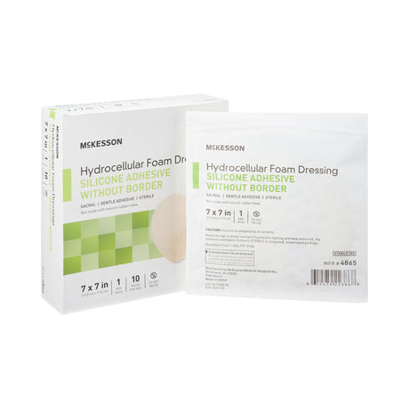 Foam Dressing McKesson 7 X 7 Inch Without Border Film Backing Silicone Gel Adhesive Sacral Sterile - BeHope