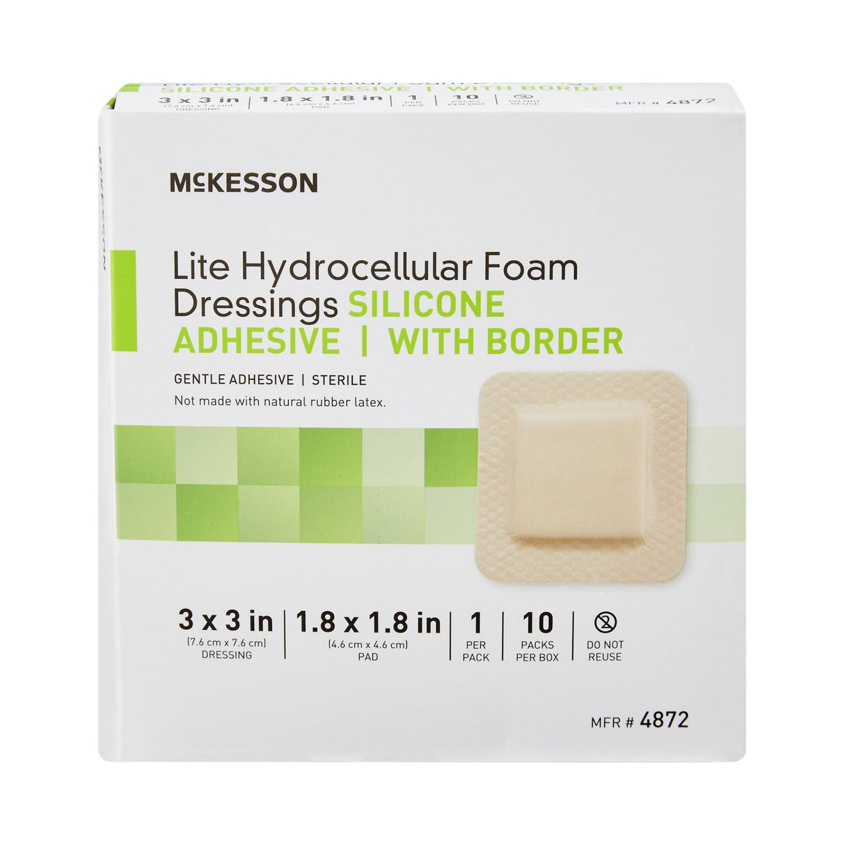 Thin Foam Dressing Mckesson Lite With Border Film Backing Silicone Gel Adhesive Sterile - BeHope