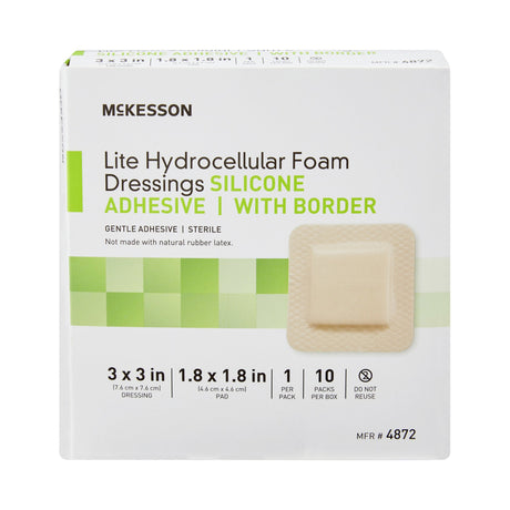Thin Foam Dressing Mckesson Lite With Border Film Backing Silicone Gel Adhesive Sterile - BeHope