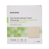 Thin Foam Dressing McKesson Lite 3 X 3 Inch Without Border Film Backing Silicone Gel Adhesive Square Sterile - BeHope
