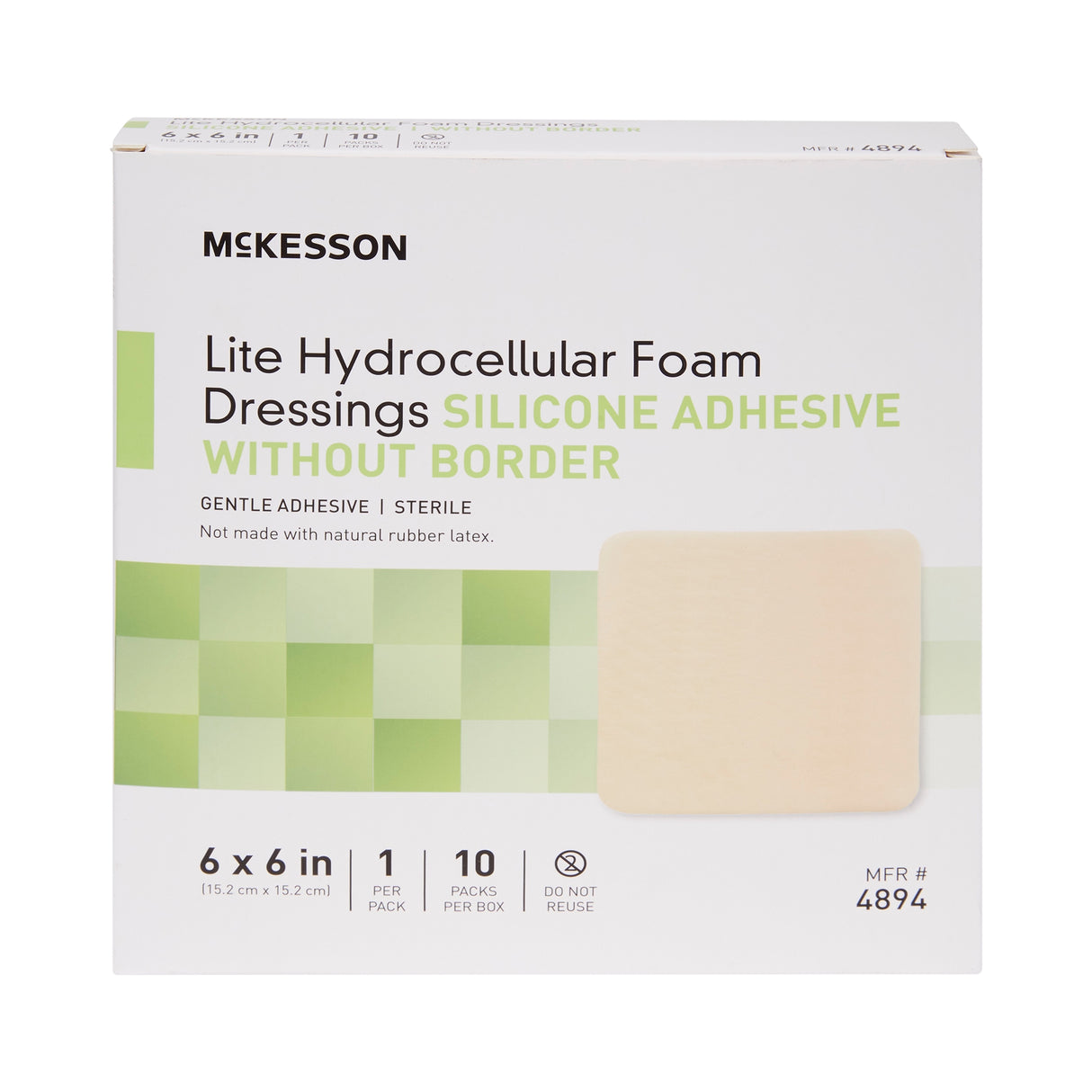Thin Foam Dressing McKesson Lite 6 X 6 Inch Without Border Film Backing Silicone Gel Adhesive Square Sterile - BeHope