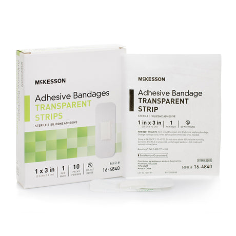 Waterproof Adhesive Strip McKesson Silicone Sheer 1 X 3 Inch Sterile - BeHope