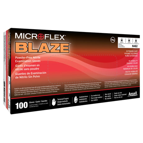 Exam Glove Microflex® Blaze® Nonsterile Nitrile High Visibility EMS Safety - BeHope