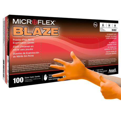 Exam Glove Microflex® Blaze® Nonsterile Nitrile High Visibility EMS Safety - BeHope