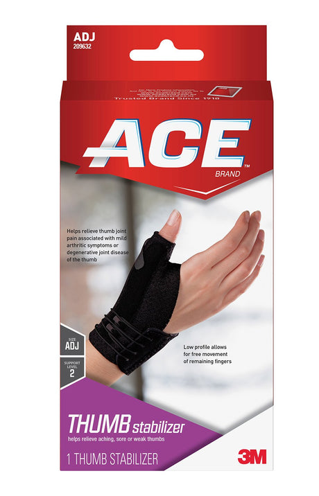 Thumb Stabilizer Ace™ Brand Deluxe Adult One Size Fits Most Lacing System Closure Right Hand Black - BeHope
