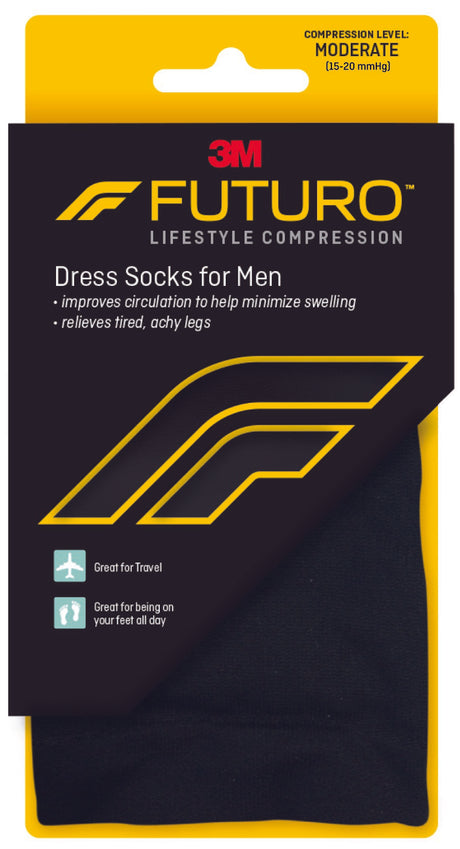 Compression Socks 3M™ Futuro™ Revitalizing Over the Calf Medium Black Closed Toe - BeHope