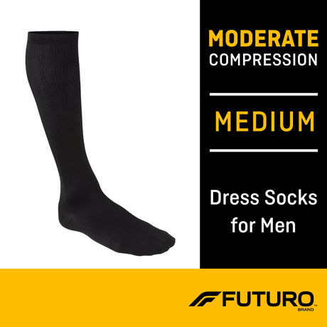 Compression Socks 3M™ Futuro™ Revitalizing Over the Calf Medium Black Closed Toe - BeHope