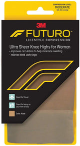 Compression Pantyhose 3M™ Futuro™ Ultra Sheer Knee High Large Nude Closed Toe - BeHope