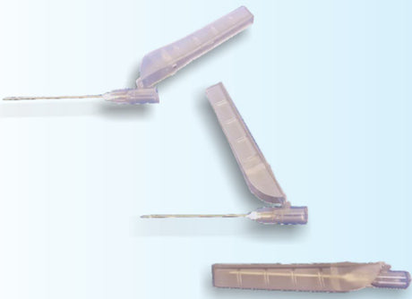 Safety Hypodermic Needle SecureTouch™ 1-1/2 Inch Length 27 Gauge Regular Wall Sliding Safety Needle - BeHope