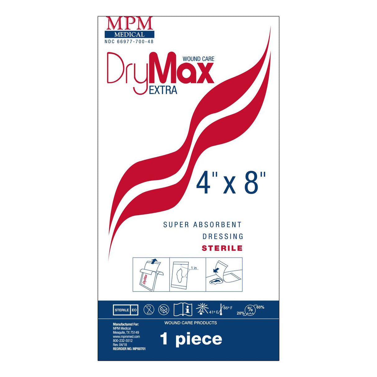 Super Absorbent Dressing DryMax Extra 4 X 8 Inch Rectangle - BeHope