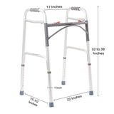 Dual Release Folding Walker Adjustable Height McKesson Aluminum Frame 350 lbs. Weight Capacity 32 to 39 Inch Height - BeHope