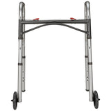 Dual Release Folding Walker with Wheels Adjustable Height McKesson Aluminum Frame 350 lbs. Weight Capacity 25 to 32-1/4 Inch Height - BeHope