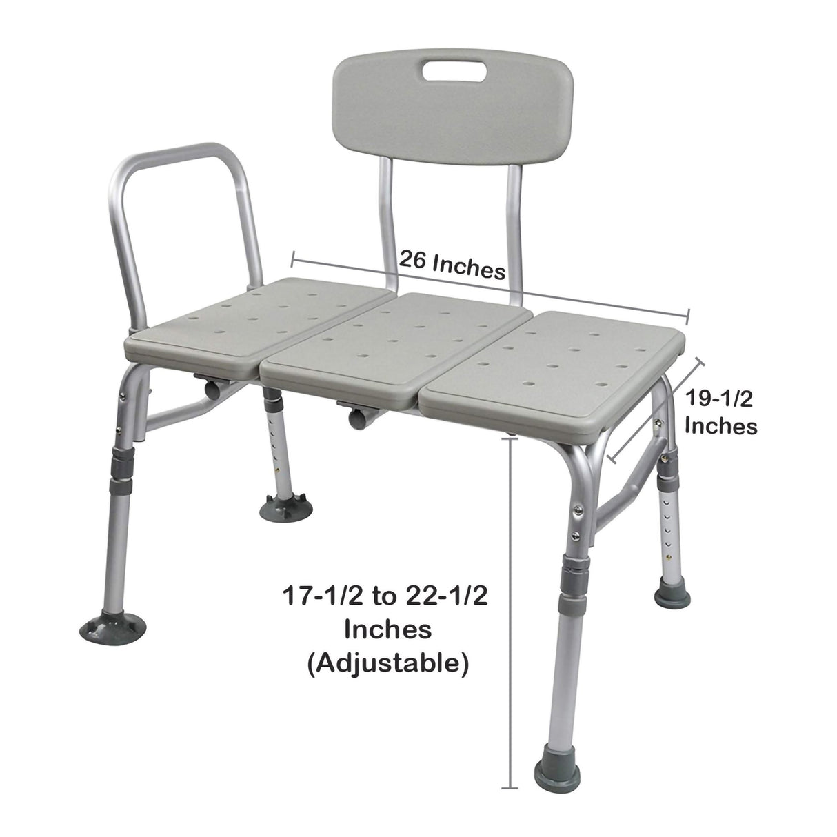 Mckesson Knocked Down Aluminum Bath Transfer Bench with Removable Arm Rail - BeHope