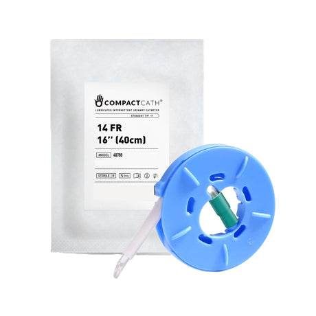 Urethral Catheter CompactCath® Coude Tip Silicone Lubricated PVC 14 Fr. 16 Inch - BeHope