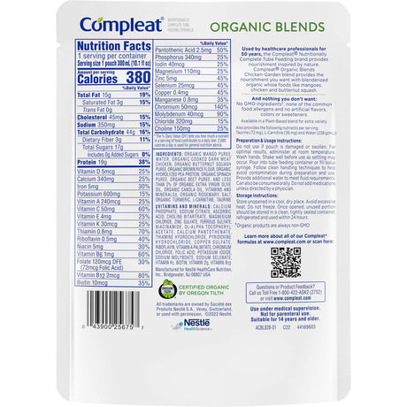 Oral Supplement Compleat® Organic Blends Chicken-Garden Flavor Liquid 10.1 oz. Pouch - BeHope