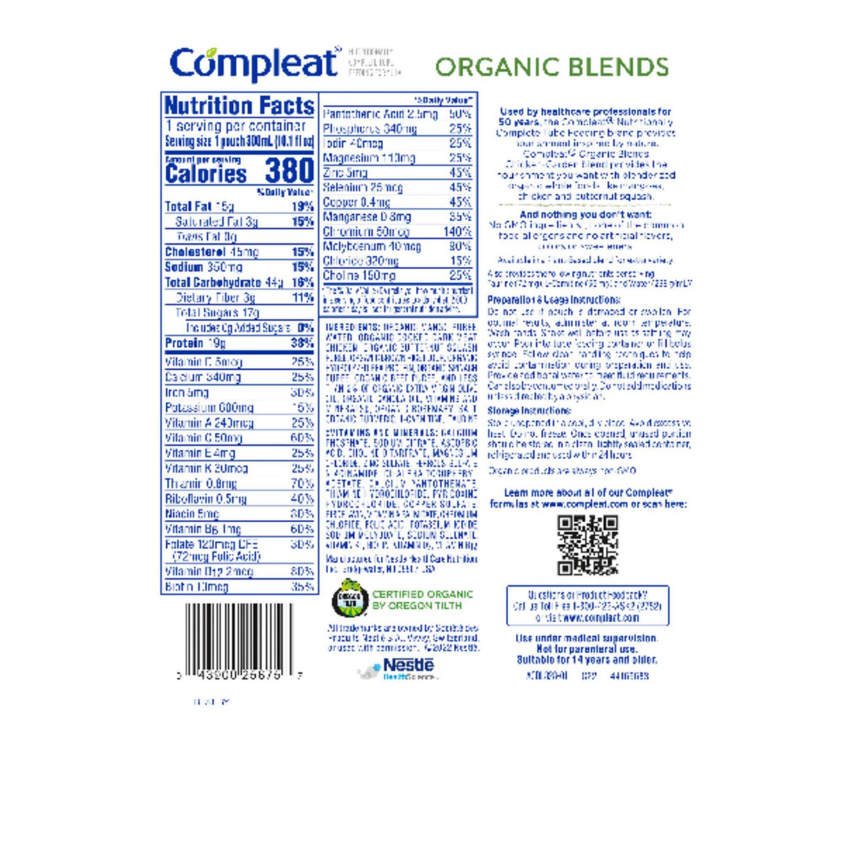 Oral Supplement Compleat® Organic Blends Chicken-Garden Flavor Liquid 10.1 oz. Pouch - BeHope