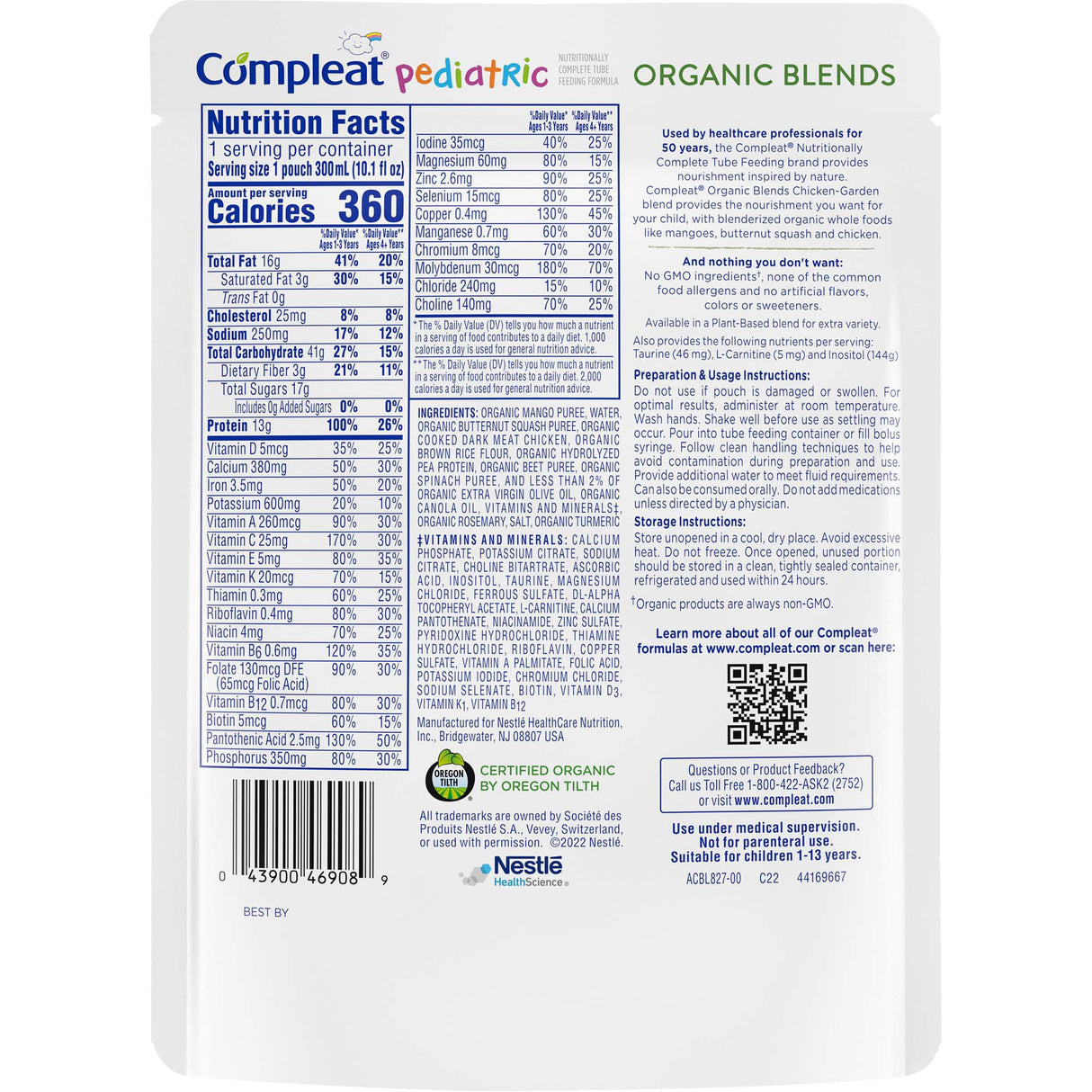 Pediatric Oral Supplement Compleat® Organic Blends Chicken Garden Food Allergies - BeHope