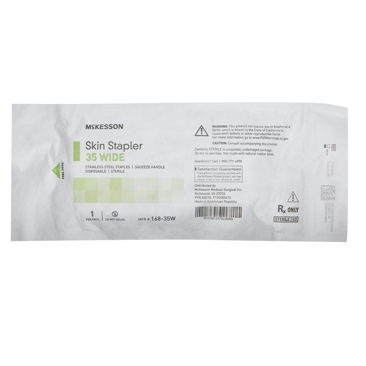 Wound Stapler McKesson Squeeze Handle Stainless Steel Staples Wide Staple 35 Staples - BeHope