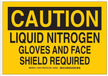 Door Sign Caution Brady™ Caution Liquid Nitrogen Gloves and Face Shield Required - BeHope
