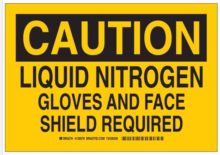Door Sign Caution Brady™ Caution Liquid Nitrogen Gloves and Face Shield Required - BeHope