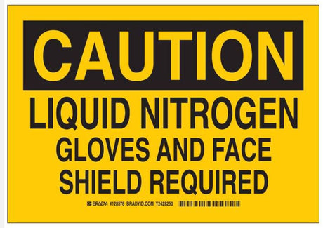 Door Sign Caution Brady™ Caution Liquid Nitrogen Gloves and Face Shield Required - BeHope