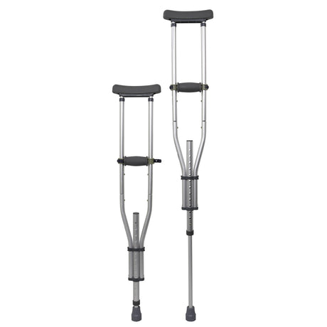 Underarm Crutches McKesson Youth / Adult / Tall Adult 4 Foot 6 Inch to 6 Foot 6 Inch User Height Aluminum Frame 300 lbs. Weight Capacity - BeHope