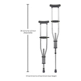Underarm Crutches McKesson Youth / Adult / Tall Adult 4 Foot 6 Inch to 6 Foot 6 Inch User Height Aluminum Frame 300 lbs. Weight Capacity - BeHope