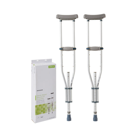 Underarm Crutches McKesson Youth / Adult / Tall Adult 4 Foot 6 Inch to 6 Foot 6 Inch User Height Aluminum Frame 300 lbs. Weight Capacity - BeHope