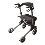 4 Wheel Rollator HealthSmart® Gateway Titanium Gray Adjustable Height / Lightweight / Folding Aluminum Frame - BeHope