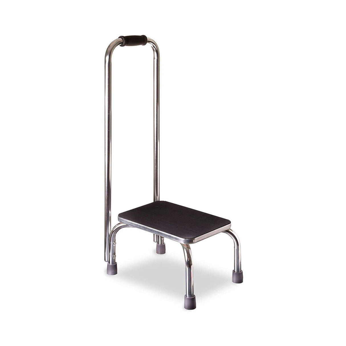 Step Stool with Handrail Mabis DMI® 1 Step Chrome Plated Steel Frame 9-1/2 Inch Step Height - BeHope