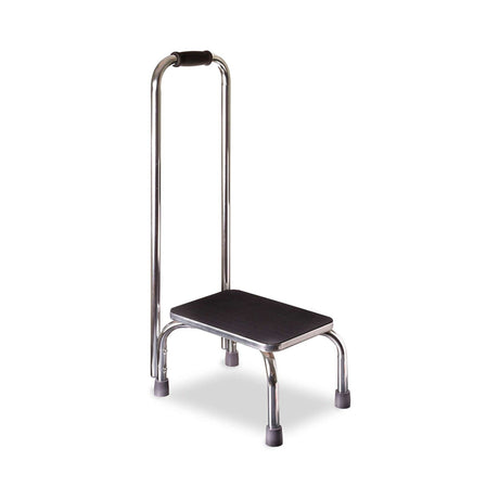 Step Stool with Handrail Mabis DMI® 1 Step Chrome Plated Steel Frame 9-1/2 Inch Step Height - BeHope