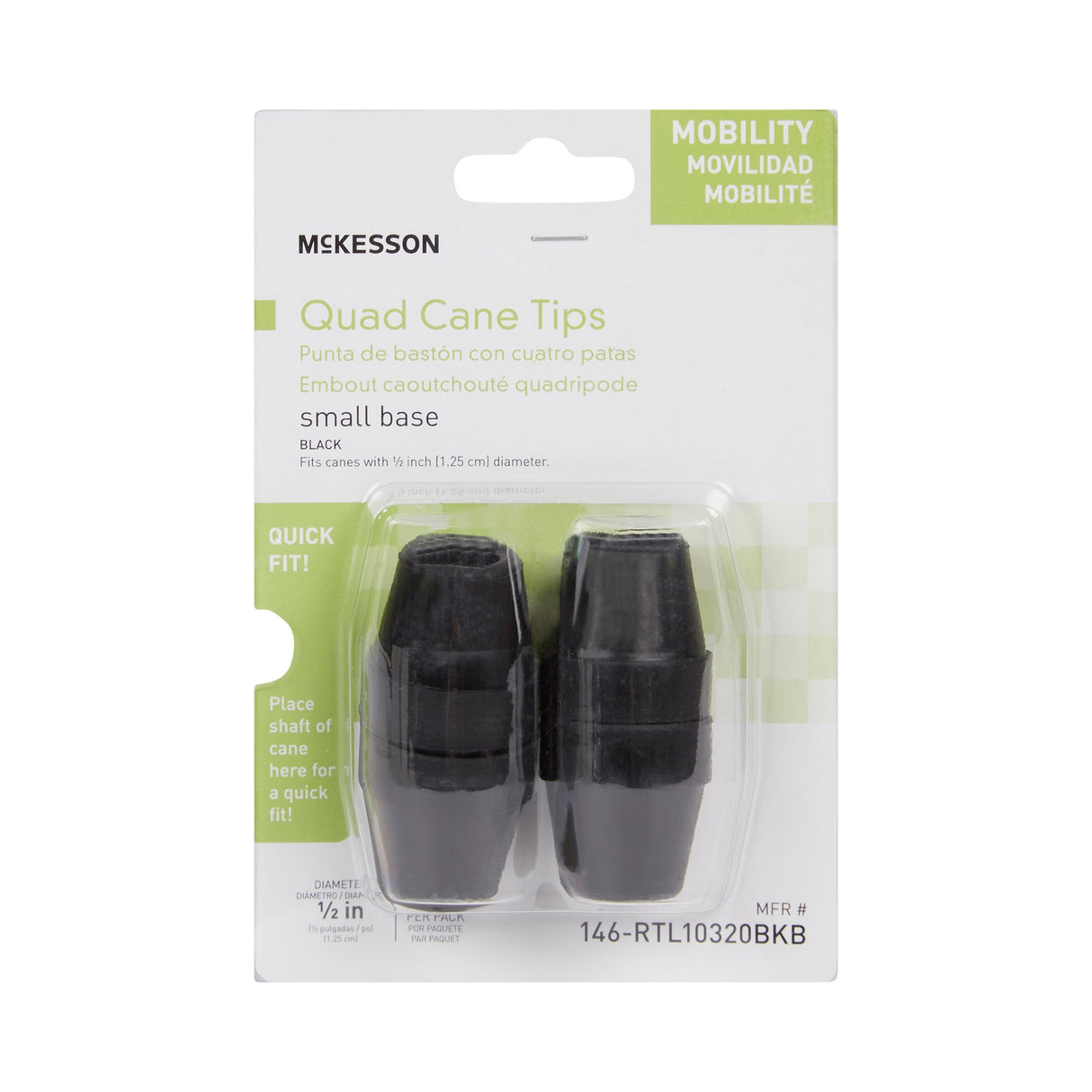 McKesson Cane Tip For Small Base Quad Cane with 1/2 Inch Diameter - BeHope