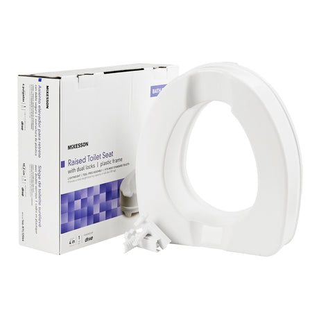 Raised Toilet Seat McKesson 4 Inch Height Standard / Elongated 400 lbs. Weight Capacity - BeHope