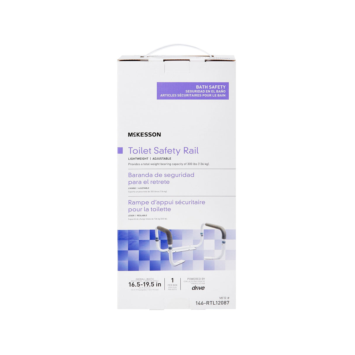 Toilet Safety Rail McKesson White Steel - BeHope