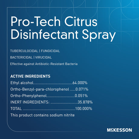 Surface Disinfectant Cleaner McKesson Pro-Tech Alcohol Based Aerosol Spray Liquid 16 oz. Can Citrus Scent NonSterile - BeHope