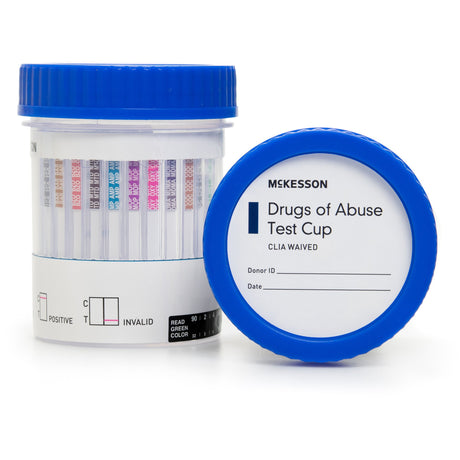 Drugs of Abuse Test Kit McKesson AMP, BAR, BZO, COC, mAMP/MET, MDMA, MOP300, MTD, OXY, PCP, TCA, THC (OX, pH, SG) 25 Tests CLIA Waived - BeHope