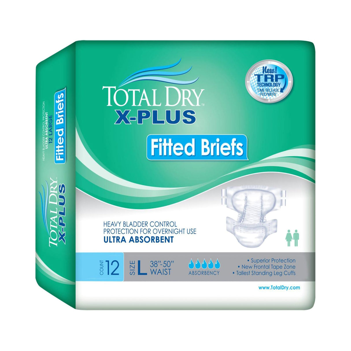 Incontinence Brief Total Dry™ X-Plus Adult Medium Unisex Disposable Heavy Absorbency - BeHope