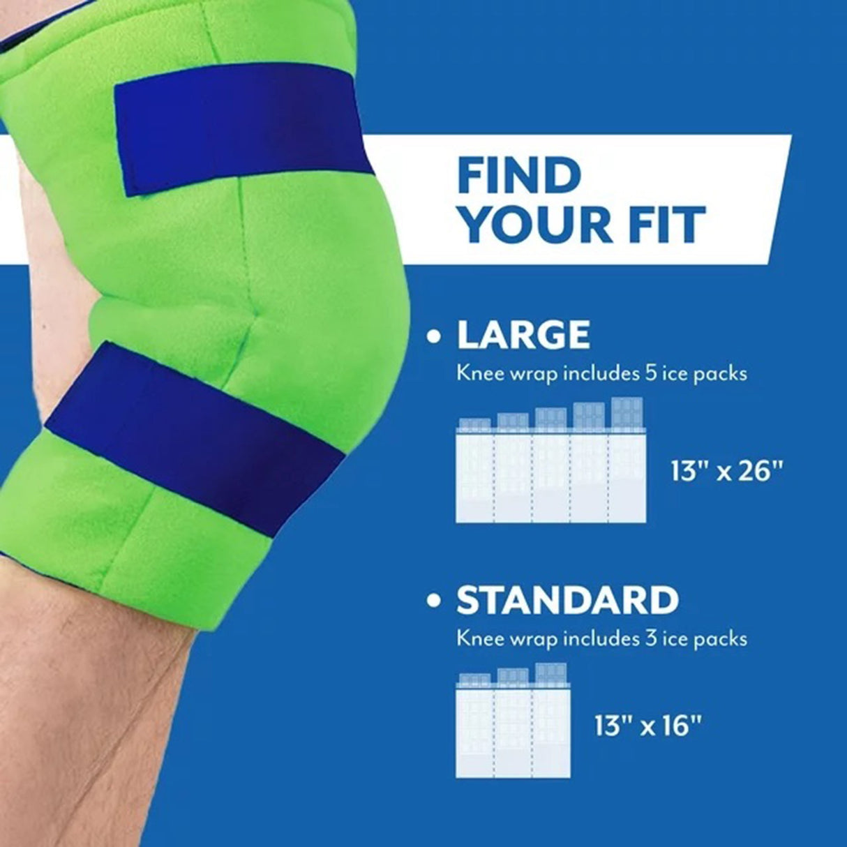 Cold Pack with Wrap Polar Ice® Knee Standard 13 X 16 Inch Nylon / Polyester / Water Reusable - BeHope