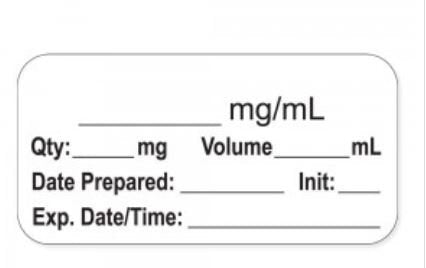 Drug Label PDC® Anesthesia Label _mg/mL Qty:_mg Volume_mL Date Prepared:_ White 3/4 X 1-1/2 Inch - BeHope