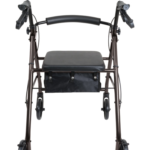 Déambulateur en aluminium noir à 4 roues avec frein à boucle