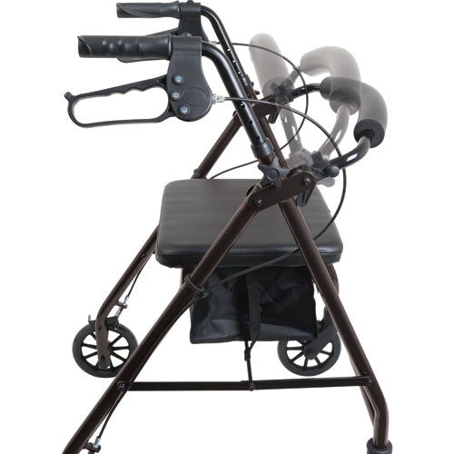 Déambulateur en aluminium noir à 4 roues avec frein à boucle