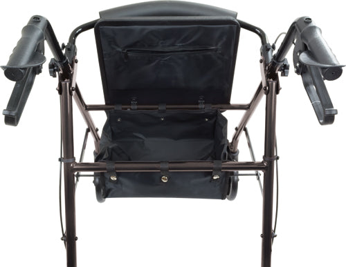 Déambulateur en aluminium noir à 4 roues avec frein à boucle
