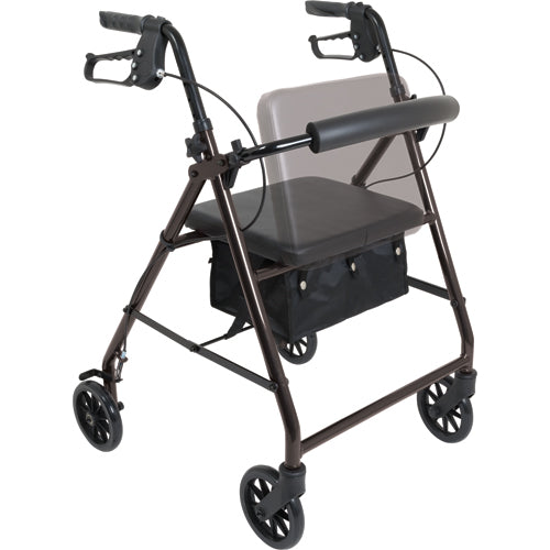 Déambulateur en aluminium noir à 4 roues avec frein à boucle