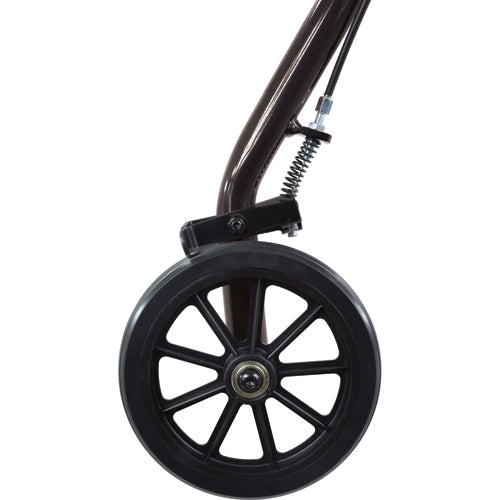 Déambulateur en aluminium noir à 4 roues avec frein à boucle