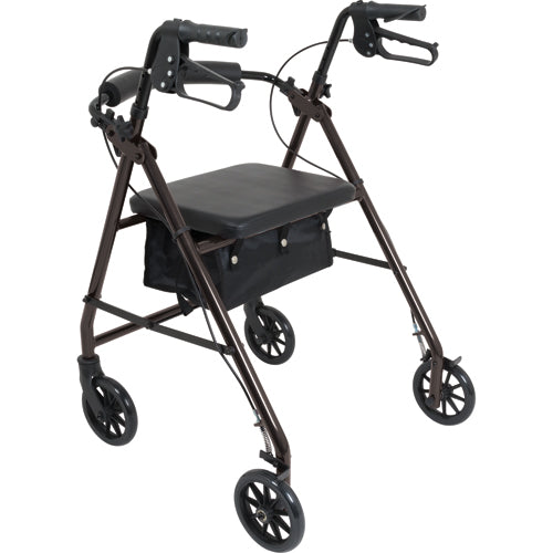 Déambulateur en aluminium noir à 4 roues avec frein à boucle